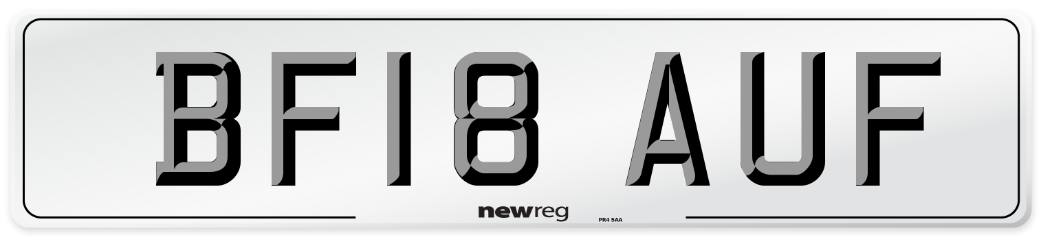 BF18 AUF Number Plate from New Reg
